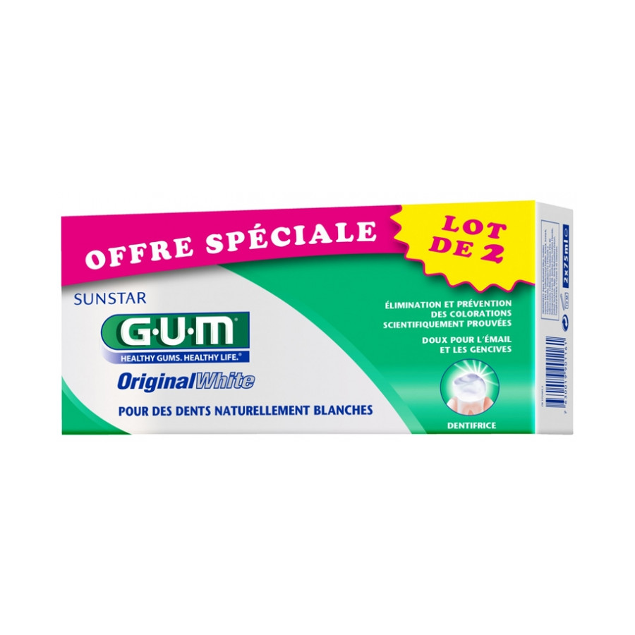 Dentifrice GUM Original White Lot de 2x 75 ml