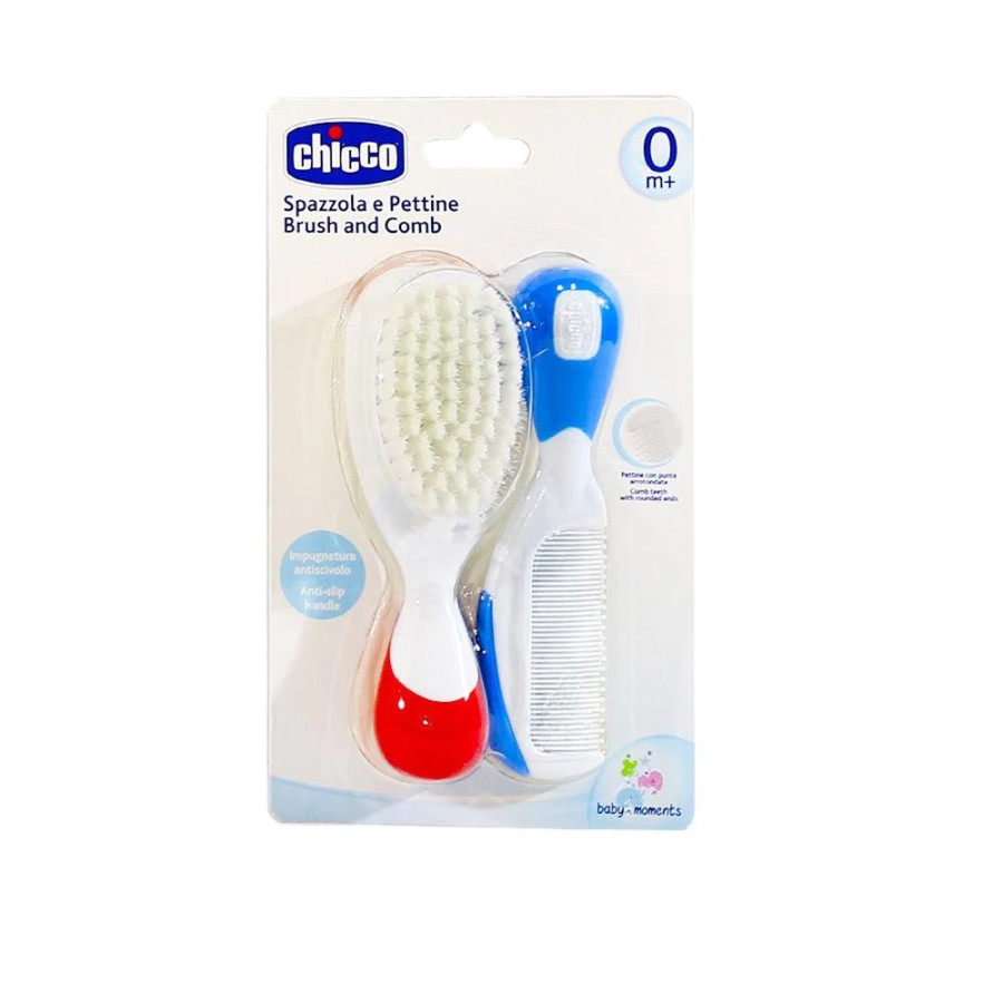 CHICCO BROSSE ET PEIGNE ROUGE ET BLEU
