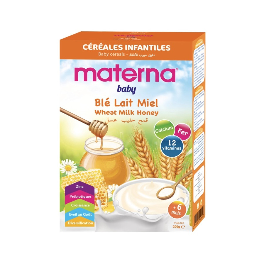 Céréales blé lait miel Materna 200g Céréales blé lait miel Materna 200g