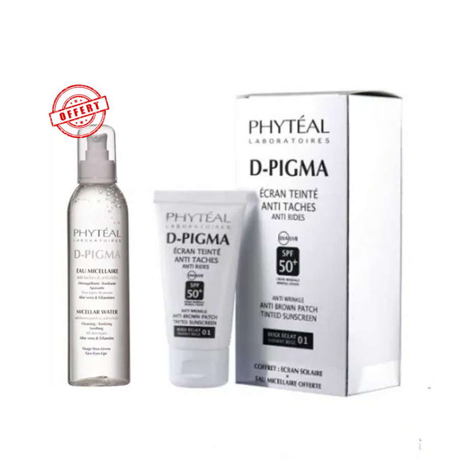COFFRET PHYTEAL D-PIGMA - ECRAN TEINTE BEIGE ECLAT SPF 50+ (ANTI TACHES ET ANTI RIDES ) + eau micellaire 150ml offerte COFFRET PHYTEAL D-PIGMA - ECRAN TEINTE BEIGE ECLAT SPF 50+ (ANTI TACHES ET ANTI RIDES ) + eau micellaire 150ml offerte