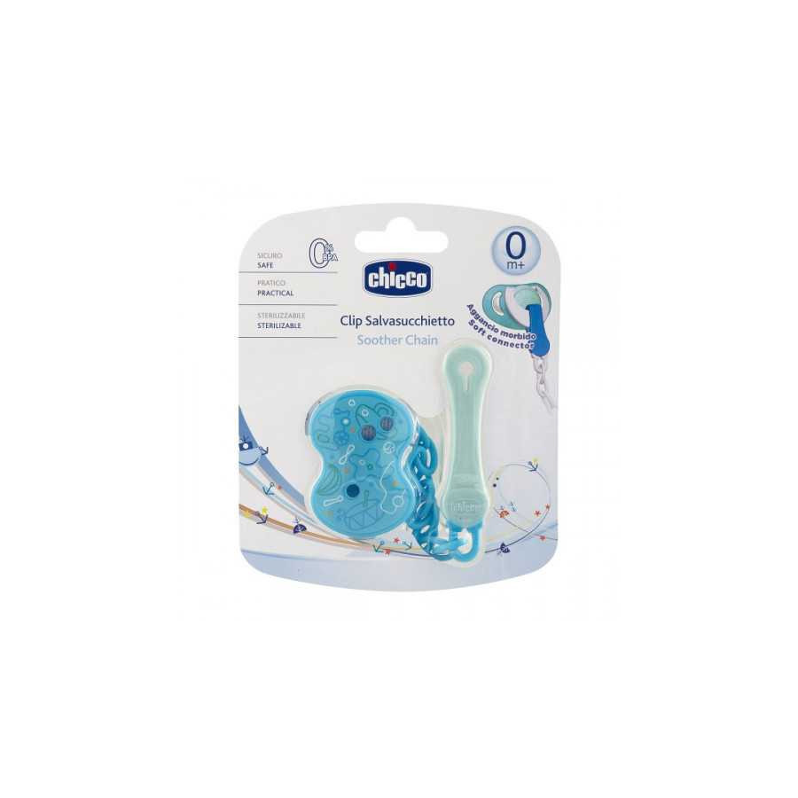 CHICCO ATTACHE SUCETTE CHAINE BLEU